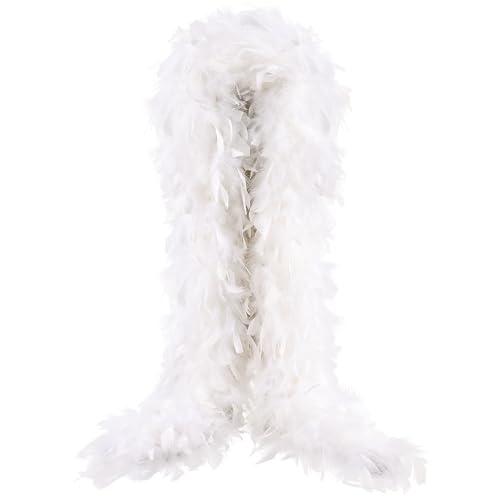 THARAHT White Chandelle Turkey Feather Boa 2Yard 100g for DIY Craft Home Dancing Wedding Party Halloween Costume Decoration Feather Boa
