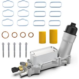 926-959 Aluminum Engine Oil Cooler, Oil Filter Housing 3.6L Adapter For 2017-2018 Chrysler 200 300 Jeep Cherokee Grand Cherokee Dodge Charger Challenger Journey Wrangler Ram ProMaster 68105583AB