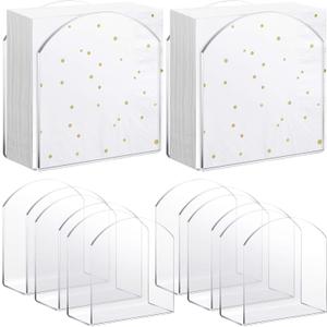 Patelai 8 Pack Crystal Acrylic Clear Napkin Holder for Table Bathroom Tissue Paper Guest Towel Holder Standing Vertical Napkin Dispenser for Cocktail Beverage Kitchen Bar (Square Paper)