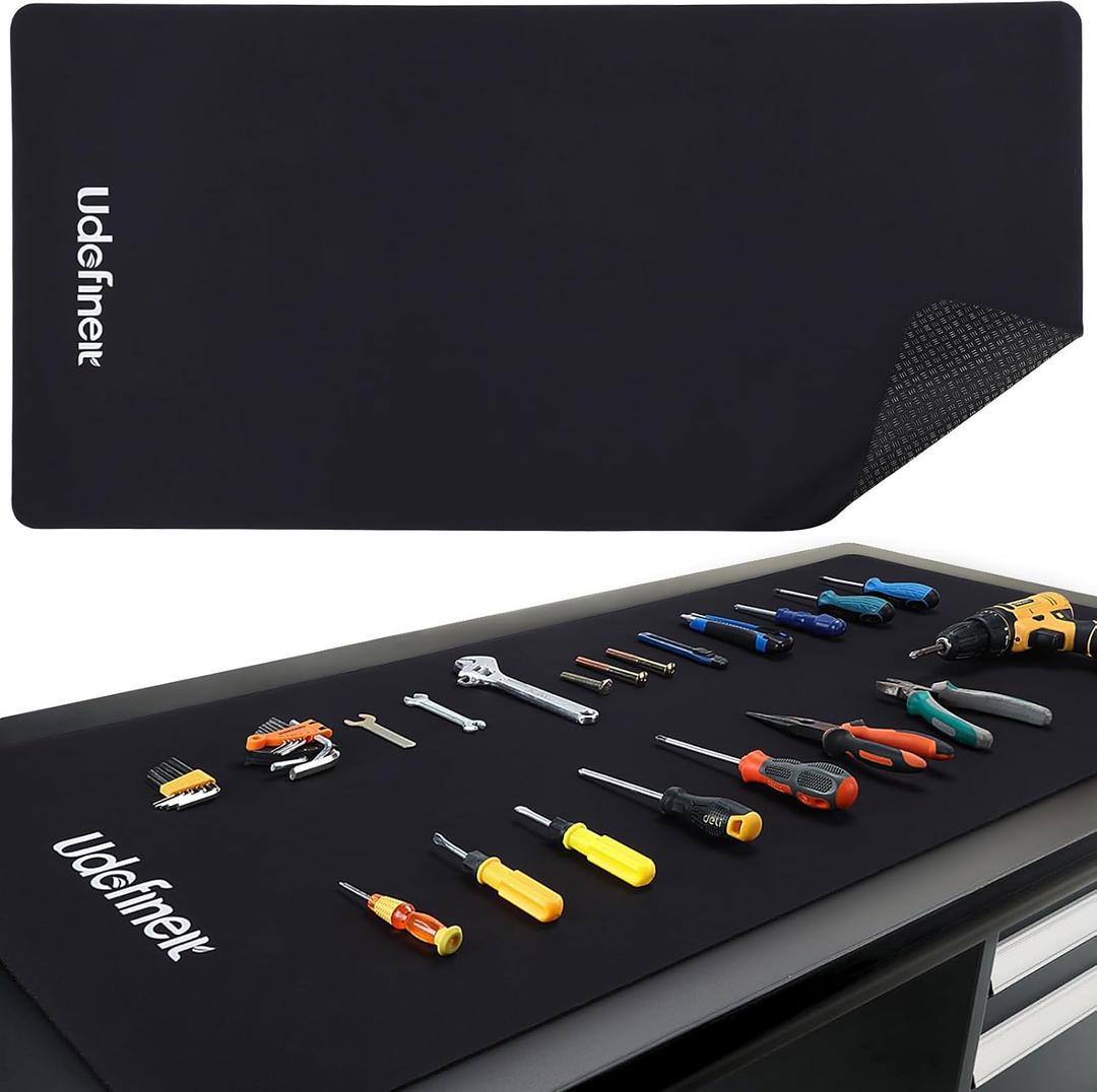 Workbench Mat 48"x24", 0.12"(3mm) Thick Tool Mat, Tear-Resistant & Scratch-Resistant Work Pad with Silicone Strip Anti-Slip Base, Large Worktable Protector Pad for Woodworking/Crafting/Tool Protection