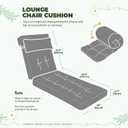 Waterproof Lounge Chair Cushion Set of 2, Outdoor Fade Resistant Chaise Lounger Replacement Cushions with 6 Ties, Thickened Memory Foam Pool Lounge Chair Cushions, 76 x 22 x 4.7 Inches, Gray