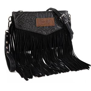 Wrangler Crossbody Small Purse for Women Wristlet Fringe Bag Western Purse (Angel Black)