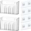 Lae Nuvole 2 Pack Adhesive Mount Cabinet Door Organizer, Wall Mounted Bathroom Organizers and Storage Bins Plastic Stackable Shower Caddy Hanging Floating Shelves for Narrow Space, BPA Free (Clear)