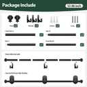 KAMANINA Curtain Rods No Drilling for Windows 32 to 86 Inches, 5/8 Inch Adjustable Renter Friendly Curain Rod with 3M Adhesive Brackets without Drilling, Black
