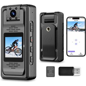 Valentines Gift Body Camera 2K BodyCam with Audio and Video Recording, Mini Camcorder with 64GB SD Card Night Vision Small POV Wearable Clip on Camera for Sports Police Vlog
