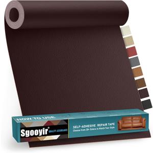 Leather Repair Patch Tape Kit, 16" x 30" Self Adhesive Leather Repair Patch for Furniture, Vinyl Leather Repair Kit for Car Seat, Chairs, Couch, Sofa, Boat Brown
