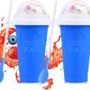 Slushie Cup 2 Pack DIY Slushy Maker Cup Frozen Magic Squeeze Cups for Juice Milk Yogurt Ice Cream Make, DIY Smoothie Cooling Cups with Lid & Straw for Kids Friends Family
