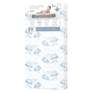 Dream On Me Nap Nest Crib and Toddler Mattress, Dual-Sided - Infants & Toddlers, Waterproof 5 Mattress with 88 Interwoven Coils, 75% Recycled Fiber, GREENGUARD Gold & BSA Certified Blue Cloud