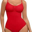 FeelinGirl Shapewear Bodysuit for Women Tummy Control Seamless Sculpting Full Body Shaper Snatched Waist Bodysuit (X-Small-Small, Rust Red)