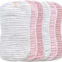 MUKIN Baby Muslin Burp Cloth Set of 3, Ultra Soft Absorbent Thick Cotton Burping Cloths for Unisex Newborn Babies, 20'' by 10'' Neutral Milk Spit Up Rags Boys Girls - Baby Must Haves. (Gradient Pink)