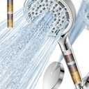 6 Spray Filtered Shower Head with Handheld, Huge 6-Inch High Pressure Detachable Showerhead with Filters, Chrome Water Softener Shower Head for Hard Water, Built-in Power Wash to Clean Tub