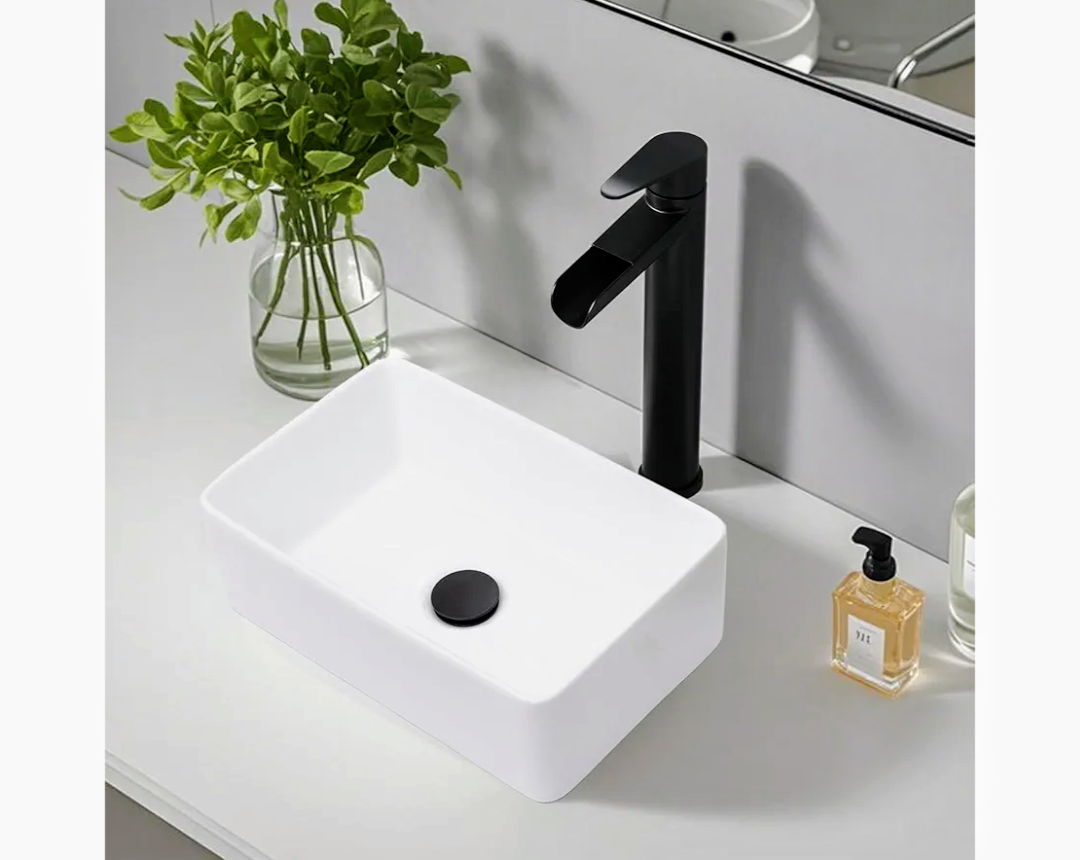 VCCUCINE Rectangular Vessel Sink, 14"X10" Small Bowl Bathroom Vessel Sink, White Ceramic Lavatory Above Counter Art Basin Vanity Sink, White