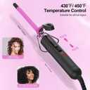 3/8 Inch Small Curling Iron for Short Hair, Dual Voltage Hair Curler with 2 Heat Settings 430F & 450F for Tight Curls, Pink
