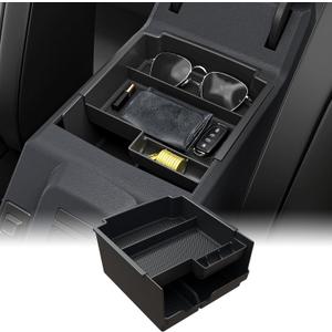 Mabett Double-Layer Console Organizer for Bronco 2025 4-door, Armrest Storage Box with Non-Slip Mat for Bronco Accessories (Not for Manual Transmission Not for Bronco Sport)