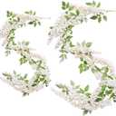 Wisteria Hanging Flowers Garland Wedding - Decorations Arch Flower Garlands for Wall 2 Pack Backdrop Decor Outdoor Fake White Floral Vines for Home Party Flores Artificiales para Decoracion