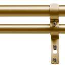 EXCLUSIVE HOME Topper Double Curtain Rod and Finial Set, Gold, 66"-120"