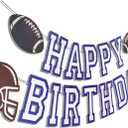 Football Happy Birthday Banner,Football Party Decorations, Happy Birthday Bunting Sign for Sport Theme Decoration