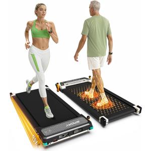 2 Side Walking Pad Treadmill with Incline Massage Function, 2 in 1 Under Desk Treadmills Walking Pad and Foot Massager for Home/Office, Portable Treadmill with Remote Control LED Display (Black)