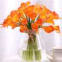 30pcs Calla Lily Artificial Flowers, Real Touch Fake Flowers Wedding Bouquet Home Party Decor Fall Floral Home Dining Room Office Decoration(Orange, 14" Tall).