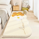 AIMECO Soft Bedside Rugs for Living Bedroom,Kid & Pet Friendly 2X6 Ft Machine Washable Non Slip Carpet,Floral Print Mat, Fluffy Shag Throw Area Rug for Kitchen and Corridor, Laundry, Ivory