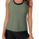 Aleumdr Womens Athletic 3 Piece Tankini Swimsuits with Shorts Swim Tank Tops with Sports Bra and Boyshorts Bathing Suits, Small