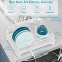 Dish Drying Rack Kitchen - Dish Racks for Kitchen Counter Space-Saving, Dish Drainer with Automatic Drain and Adjustable Spout, Dishwasher Rack with Cutlery Holder, Easy to Install, White (1 Tier - White)