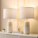Tall Ceramic Table Lamp Set of 2, White Lamps for Bedroom Farmhouse Rustic Lamp Set Bedside Nightstand Lamps Set of Two Side Table Lamps for Living Room, 22IN, QL5198 (Large)