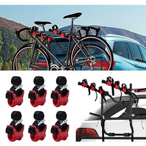 ASENDIWAY 6Pcs/ Set Bike Rack Hitch Mount Bicycle Car Bike Rack Strap Replacement Cradles Cargo Carrier Spare Hooks with Rubber Straps 1-1/ 4"&2" Bike Rack PartsTruck Hitch Red&Black Tie-Down Straps