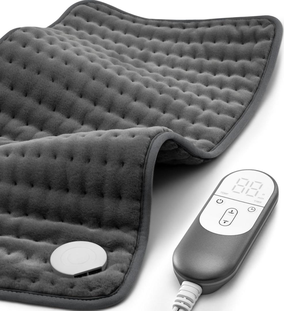 Heating pad for Back Pain Relief, Heating Pads for Neck, Shoulder, Fathers Mothers Day Gifts for Women, Men, Dad, Mom, Auto-Off,Machine Washable, Moist Dry Heat Options, Extra Large 12"x24" Deep Gray