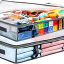 2 Pack Under Bed Storage Containers Bins, Humid-Proof Plastic Underbed Storage Bins, Clothes Storage and Organization Bags, Under the Bed Blanket Storage with Handles for Clothes, Bedroom (55L)