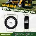 13x5.00-6 Flat Free Lawn Mower Tire and Wheel with 3/4" bearing bore, with 5/8” Extra Bearings & Adjustable Spacers, for Riding Mower, Lawn Tractor, 500 lbs Capacity, 2-Pack