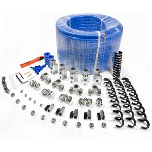 Compressed Air Piping System with 3/4 Inch ID x 200 feet HDPE Tubing & Aluminum Outlet Blocks for Garage Connect Air Compressor Line Kit Accessories for Shop | 200 PSI | 53PCS |9120