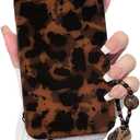 NITITOP Compatible with iPhone 11 Pro Max Case with Chain Lanyard Strap Cute Stylish Leopard Print Brown and Black Amber for Women Girls Men Soft TPU Shockproof Protective Cover - Black
