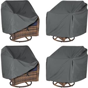 Waterproof Patio Chair Cover 4 Pack (37.5 W x 39.25 D x 38.5 H inches) for Outdoor Swivel Chair/Lounge Deep Seat Cover, Heavy Duty and Waterproof Outdoor Patio Furniture Covers, Grey