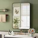 20x28 Inch Black Recessed Bathroom Medicine Cabinet with Mirror Metal Framed Farmhouse Surface Wall Mounted Mirrored Bathroom Medicine Cabinets