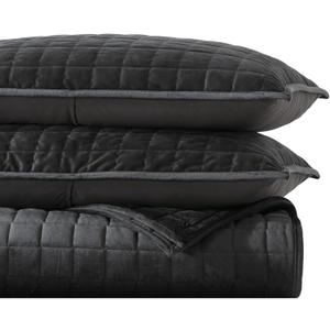Vera Wang- King Quilt Set, Super Soft Bedding Set with Matching Shams, Modern Room Essentials (Diamond Black, King)