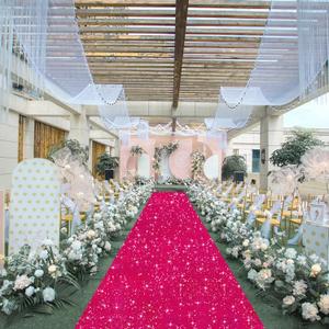FUHSY Wedding Aisle Runner Rug Hot Pink Sequin Carpet Aisle Runner for Outdoor Wedding Ceremony Floor Runner Aisle Fuchsia Sparkle Wedding Walkway Runner for Outside Beach Bridal Shower Decorations (2' x 15' (Rectangular))