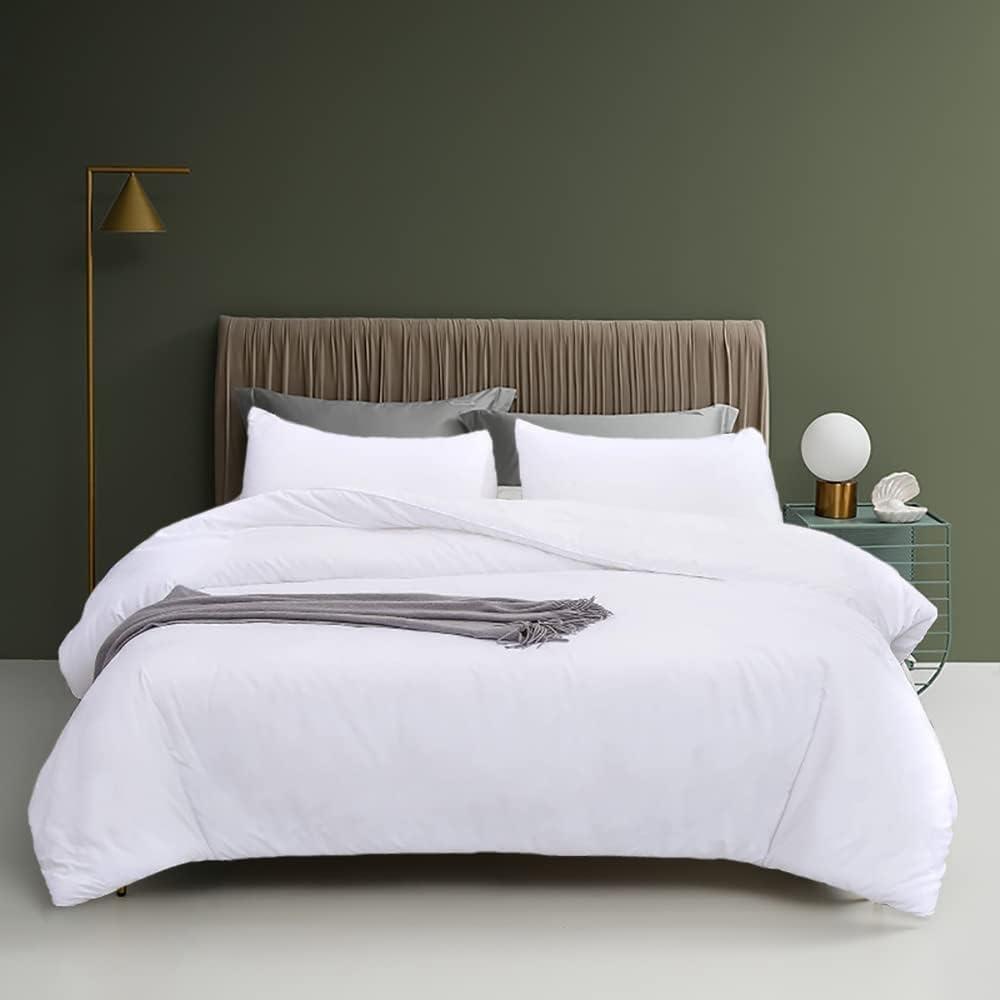 Houseri White Comforter Set Cal King 3 Piece Comforter California King Size Solid Color Bedding Sets Cali King All White California King Comforter