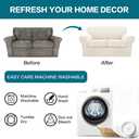 Turquoize 3 Piece Sofa Covers for 2 Cushion Couch Sofa Slipcover Soft Couch Cover for Dogs-Washable Sofa Furniture Cover with 2 Individual Cushion Covers, Thick Jacquard Fabric (Loveseat, Cream)