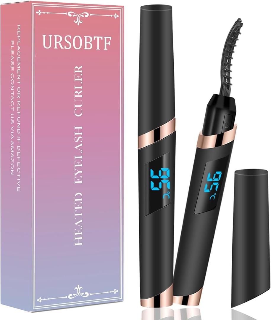Heated Eyelash Curler - Eyelash Curlers Heated 4 Temperature Modes| Rechargeable Electric Eyelash Curler Pro| Heated Lash Curler for Women with Eyelash Comb Heat up in 8s Anti-Burn Design (Black-2)