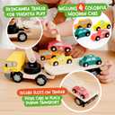 Nene Toys Magnetic Car Loader with 4 Cars and 1 Semi-Trailer Wooden Truck for Kids 2+ Year Old - Interactive Crane Wooden Toy - Vehicle Toys for Boys Girls - Educational Toy for Toddlers Ages 2+