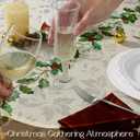 Romanstile Christmas Jacquard Rectangle Tablecloth 60 x 84 Inch - Winter Xmas Holly Bell Table Cloth, Heavy Weight Vintage Damask Fabric Table Cover for Holiday, Party, Dinner Decor (Green)