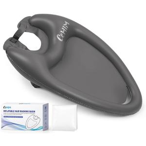 Inflatable Shampoo Basin - Portable Shampoo Bowl, Hair Washing Basin for Bedridden, Disabled, Injured, Hair Wash Tub for Dreadlocks and at Home Sink Washing (Grey, Large) (Gray)