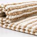 TOTOBERRY Large Jute Wool Loop Area Rugs, Handwoven Natural Fiber Boho Farmhouse Living Room Rug – Natural, 6 x 9 Feet