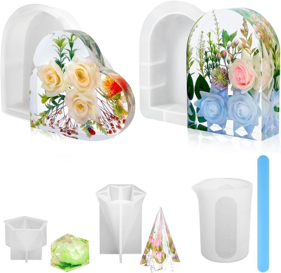 Resin Molds Silicone,Epoxy Resin Casting Craft Mold for Flower Preservation Bookends DIY Art (Arch+Heart)