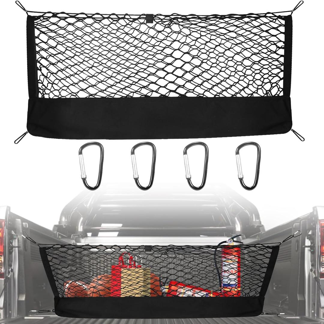 for Toyota Tacoma Envelope Style Truck Bed Cargo Net - Fits 2013-2024 2025 2026 Tacoma Accessories Cargo Net for Pickup Truck Bed - Heavy Duty Carabiners