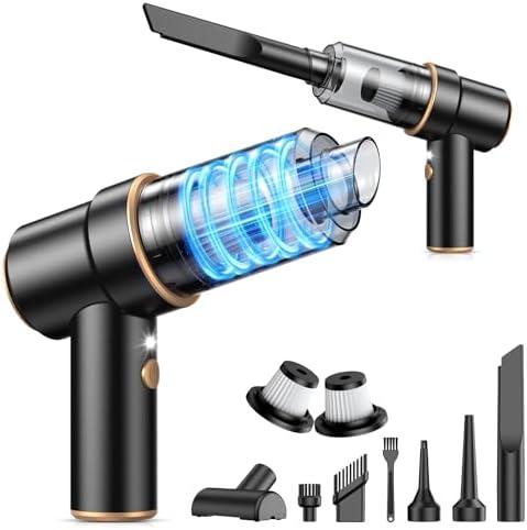 KMM Handheld Car Vacuum Cleaner, 11000PA Vacuum Cleaner & Air Duster, 120W High Power Vacuum Portable Cordless, Hand Held Vacuum Rechargeable with Multi-Nozzles & LED Light for Home, Car, Office The Box is Well