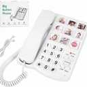 Corded Landline Phones for Seniors - Memory Phone for Dementia/Alzheimers, 9 Big Picture Buttons & One-Click Dialing - Hands-Free Calling, 110dB Loud Ringer - for Visual Hearing & Memory Impairments