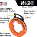 Klein Tools 56331 50-Foot Electrical Fish Tape, Steel Wire Puller with Double Loop Tip, Optimized Housing and Handle, 1/8-Inch