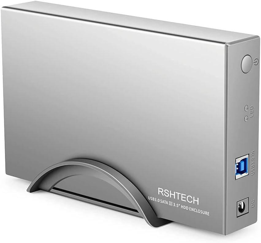 Hard Drive Enclosure RSHTECH USB 3.0 to SATA Aluminum External Hard Drive Dock Case for 3.5 inch HDD SSD up to 16TB Drives, Support UASP (RSH-339)